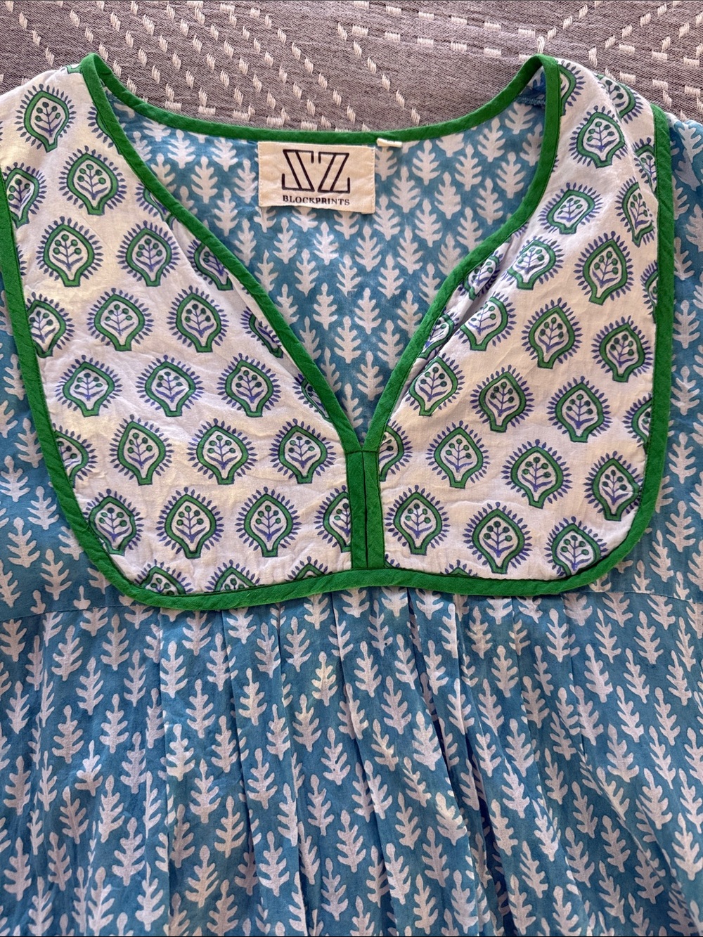 SZ Blockprints Jaipur Dress in Cornflower Blue - Patti print, size M - Picture 8 of 8